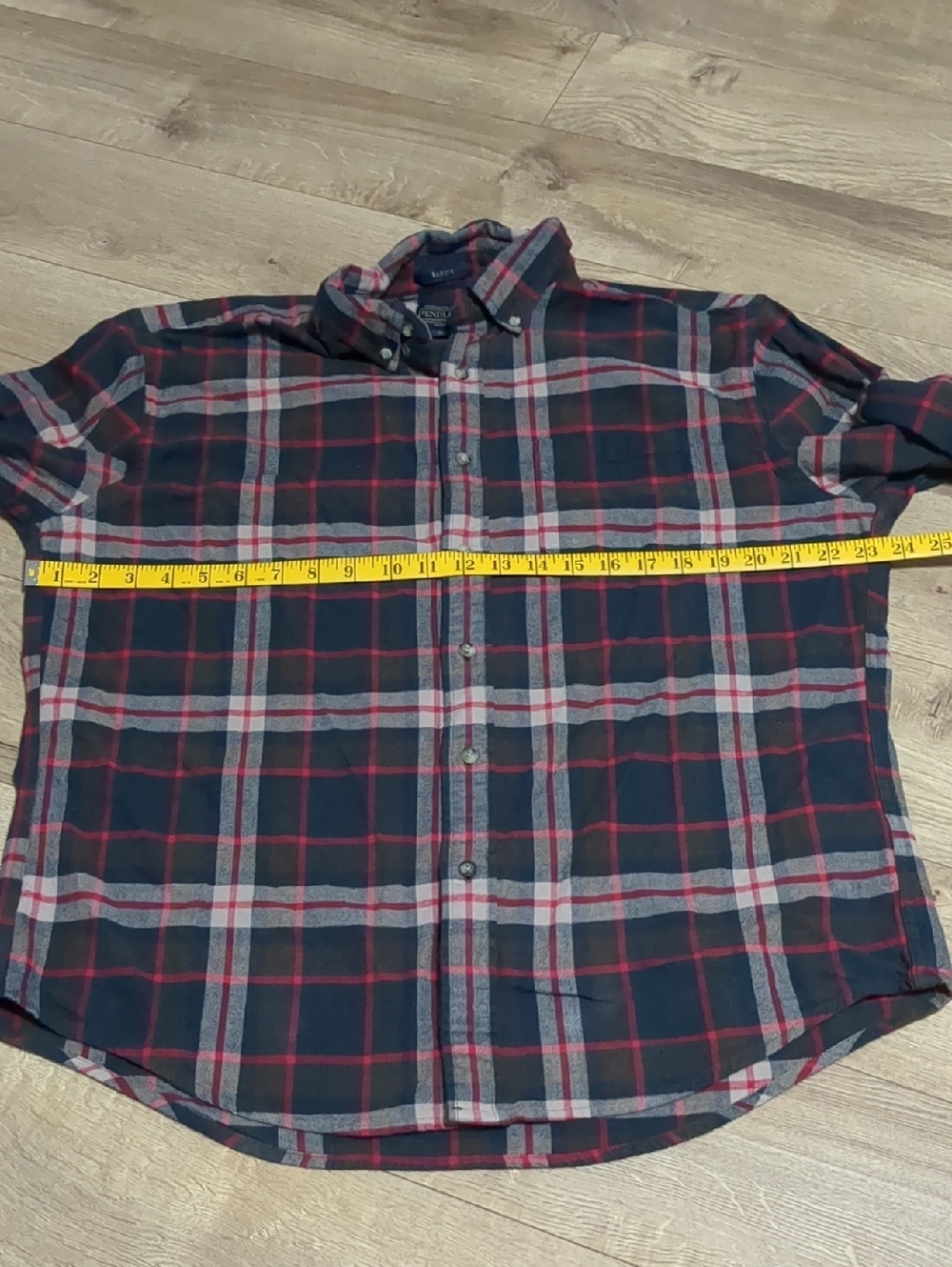 Pendleton Mason Flannel Cotton Long Sleeve Classic Shirt Mens Red Plaid Size L - Picture 4 of 8